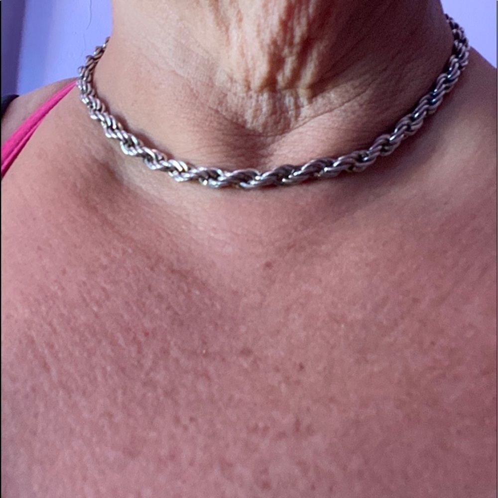 Silver Tone Rope Chain Necklace 18” Unisex Fashion Jewelry Lightweight